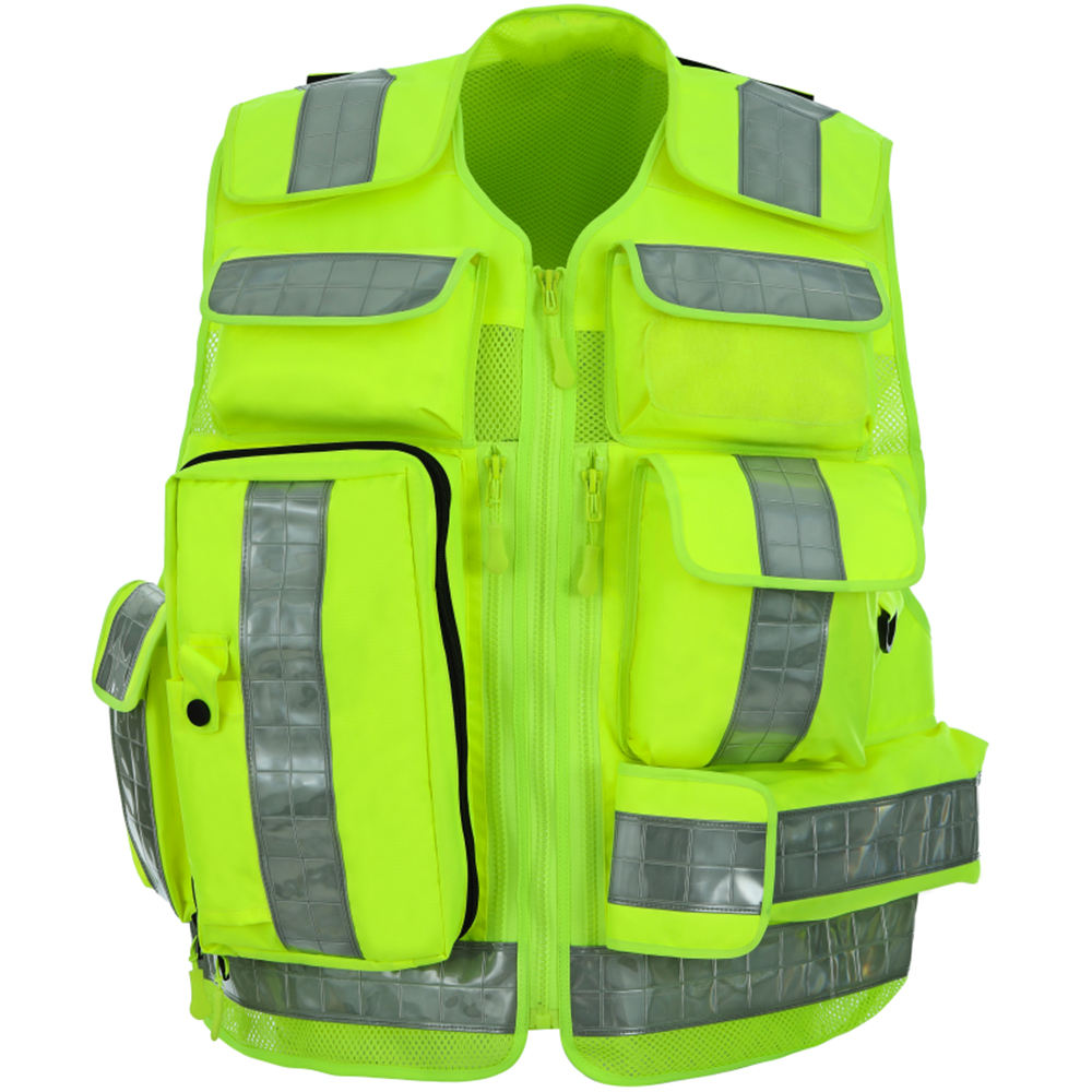 Improvment Sports Customized Black Reflective Safety Vest Company Logo With Pockets Custom Color Fluorescent Visibility Work Class 2 Safety Vest
